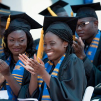 Graduates at the 2018 Webster Ghana commencement ceremony, Webster's fourth in Accra