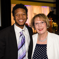 President Stroble and scholarship recipient Jovan McBride