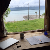 Composing on the shores of Lake Clark, Alaska