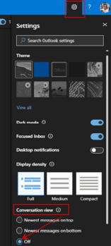 Click on the "gear" button for conversation settings