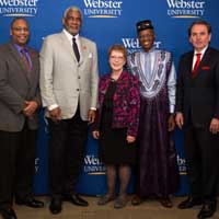 President Stroble and Provost Schuster with members of ARDN earlier this year during an agreement signing ceremony.