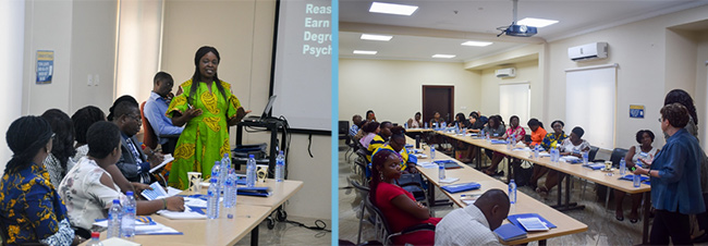 Webster Ghana high school counselors workshop Charity Akotia and Nancy Keteku present