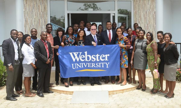 Webster Ghana hosts U.S. Ambassador, Assistant Secretary of Commerce Webster University (Ghana Campus) hosted the U.S. Ambassador to Ghana, Robert P. Jackson, and the U.S. Assistant Secretary of Commerce, Marcus Jadotte.
