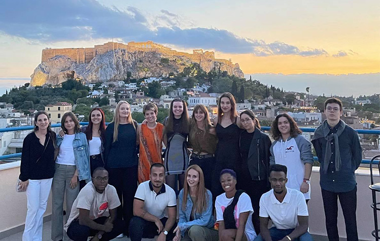 Students on the rooftop in Athens