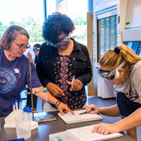 Students working in a biology lab