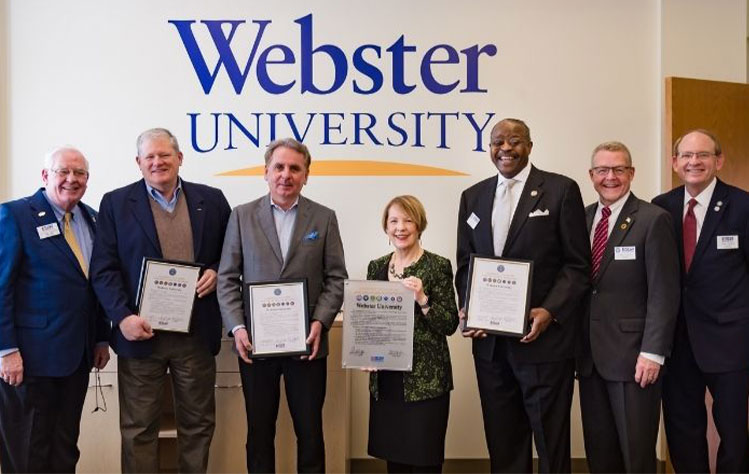 Webster University Leadership Presents ESGR Agreement 