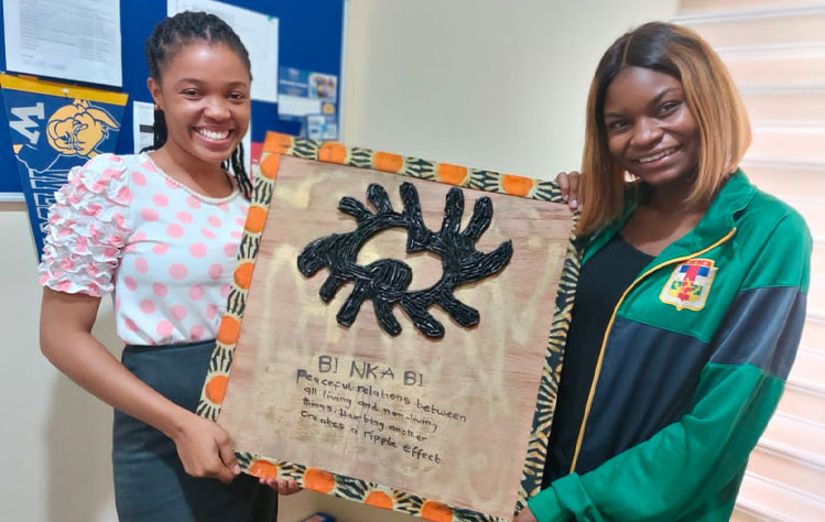 sophomore Diana Ngoumape, took home a beautiful Adinkra African art wall hanging