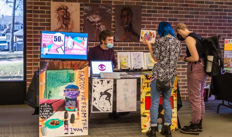 Students at the 2021 Graphic Design Showcase