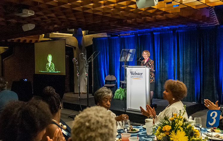 Chancellor Stroble speaks to alumni