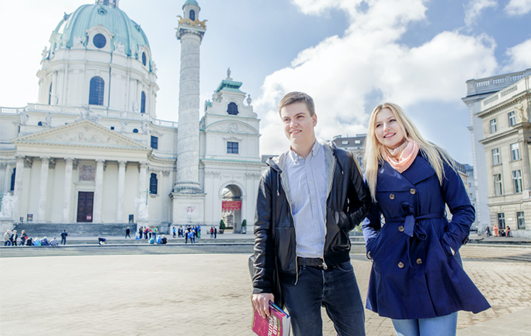 Students outside in Vienna