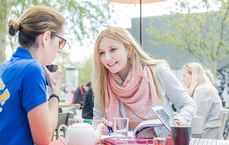 Students in the cafe