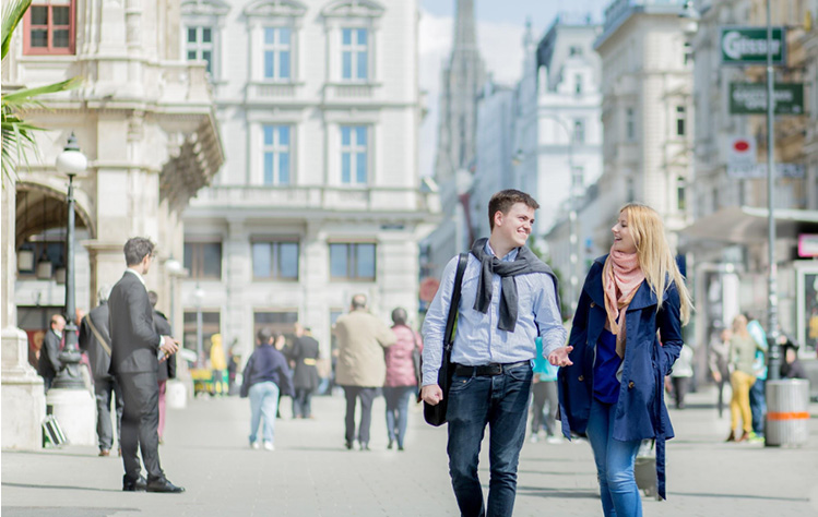 Students walking in Vienna