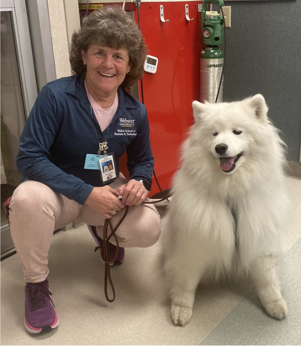 Julie Palmer and therapy dog Jules