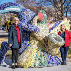 Mayor Gerry Welch with sculpture artist Catherine Magel