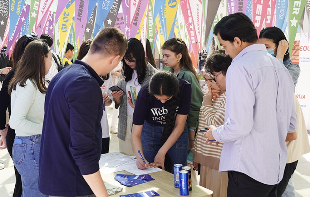 Students at Webster University in Tashkent's Spring 2023 Career Fair