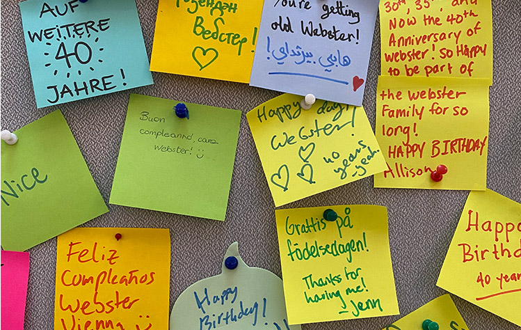 Post-its celebrating the 40th anniversary