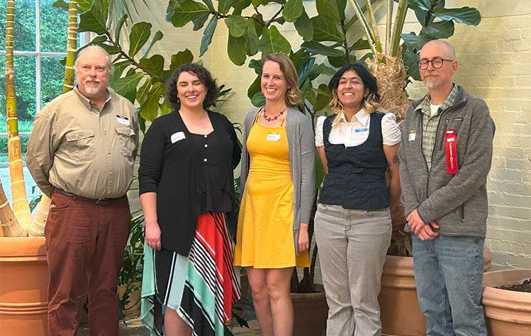 Esha Vij (second from the right) pictured with members of the Webster Groves Nature Study Society and two other scholarship winners.
