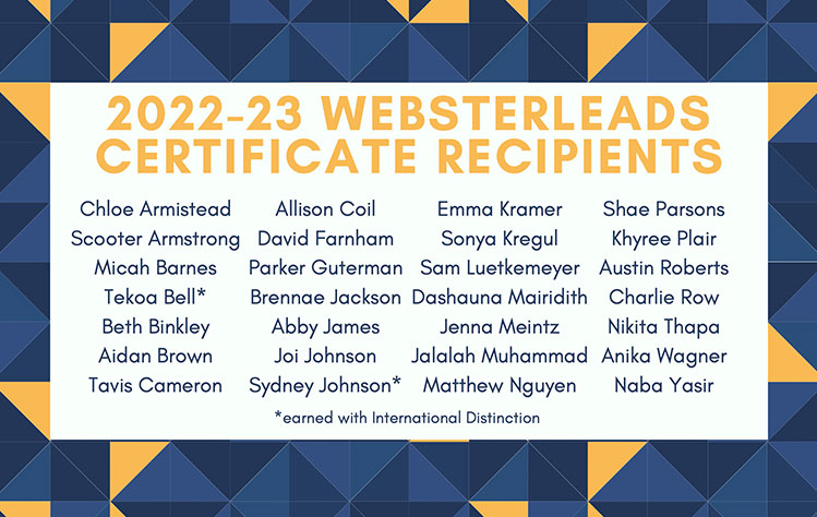 2022-2023 WebsterLEADS Certificate Recipients