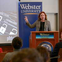 Woodrow Wilson Fellow Talks Cybersecurity, Social Media, Finance with Students, Partners