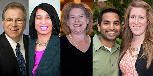 Alumni Association Award Winners: Freeman, Jeffries, Harbeson, Rahmans