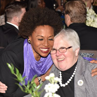 Jenifer Lewis, the 2015 Commencement Speaker, Centennial Gala performer and star of stage and screen, with Annie Stevens, longtime Webster faculty member and member of the Sisters of Loretto.