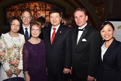 Sun Zheng, dean of Webster’s partner Shanghai University of Finance and Economics, along with Webster China’s director, Rick Forestel, traveled to St. Louis with colleagues for the gala.