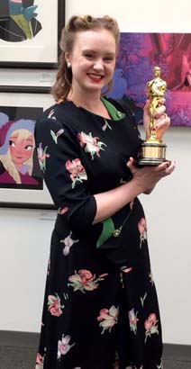 Leah Latham celebrates the Academy Award