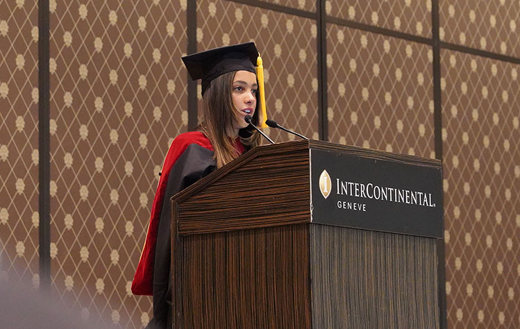 Binmahfouz addresses her fellow graduates.