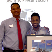 Hawkins wins TRIO award Hawkins (right) with TRIO advisor Stephen Anderson