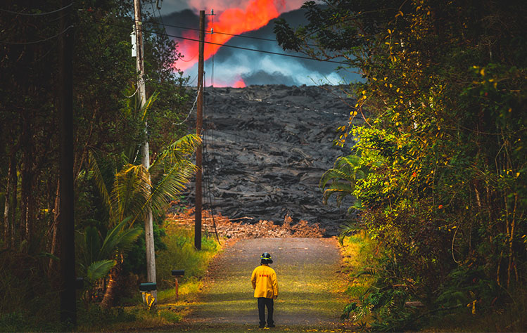A photograph captured by Hara of Lelani Estates, Fissure 8 on the Island of Hawaii in 2018