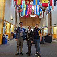 Chancellor Stroble with Chess Coach Liem Le and chess player Annamaria Marjanovic