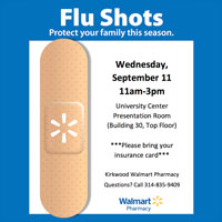 Flu Shots on Campus Wednesday, Sept. 11