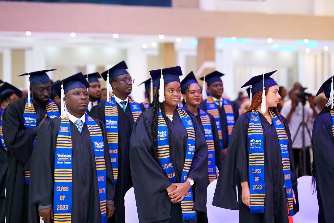 Webster University Ghana graduates at the commencement ceremony. 