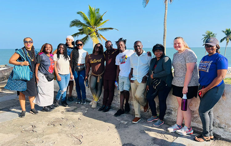 Webster Ghana and Harris Stowe students pictured at Elmina Castle.