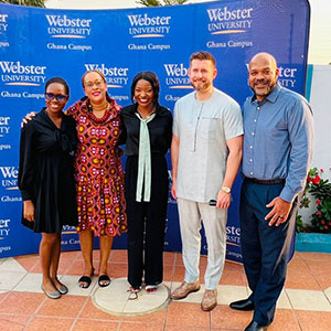 Pictured left to right are Abigail Benyah, Christa Sanders, Cassandra Ngoumape, Director General of Global Affairs Ryan Guffey, and Chief Information Officer Greg Malone.  