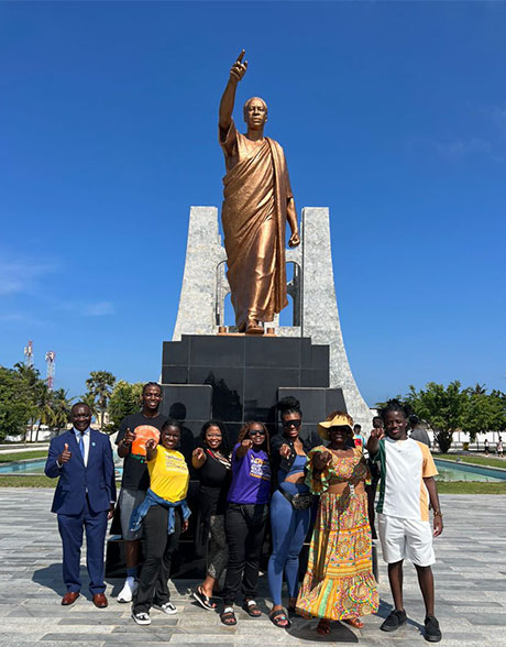 Webster Ghana and Harris-Stowe students visit the mausoleum of Ghana's first president, Kwame Nkrumah