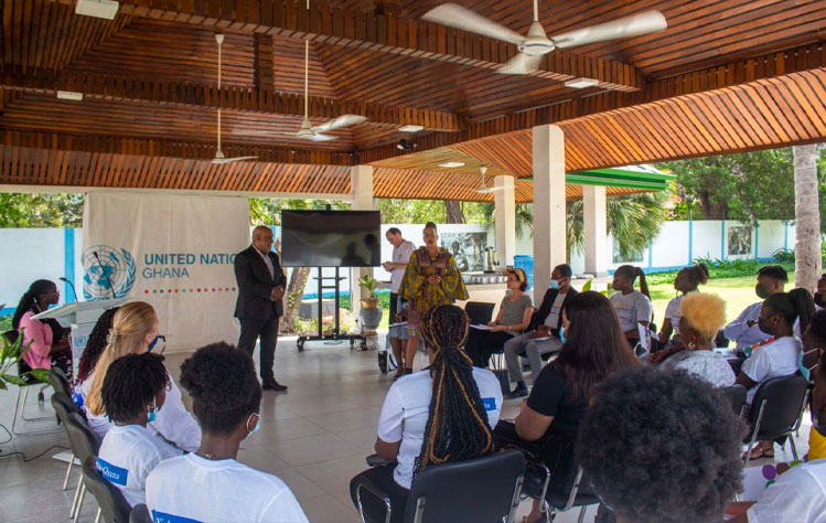 Webster Ghana International students listen to a speaker at the UN Office in Accra 