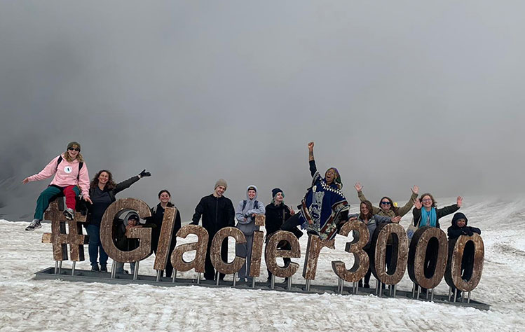 Webster students at the peak of Glacier 3000. 