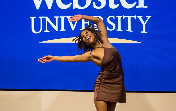 Haley Rhiney performs Reflecting Walls at Webster's 8th Diversity, Equity, and Inclusion Conference.