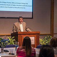 Ted Hoef speaks during the Student Life Hall of Fame inducation ceremony