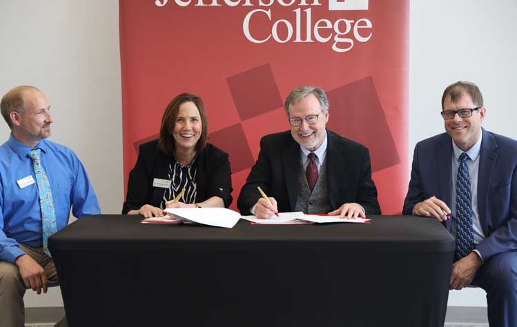Jefferson College and Webster University officials sign the latest articulations agreements