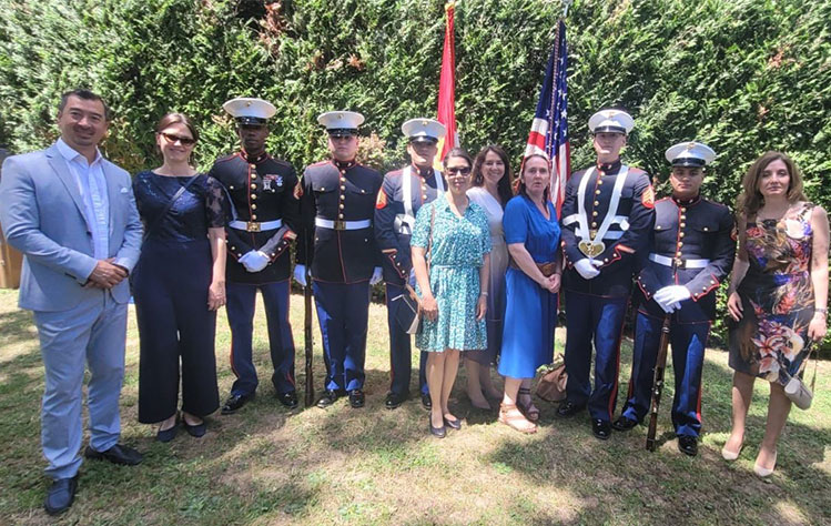 Webster Geneva attendees with the Marine Security Guard Detachment of Geneva.