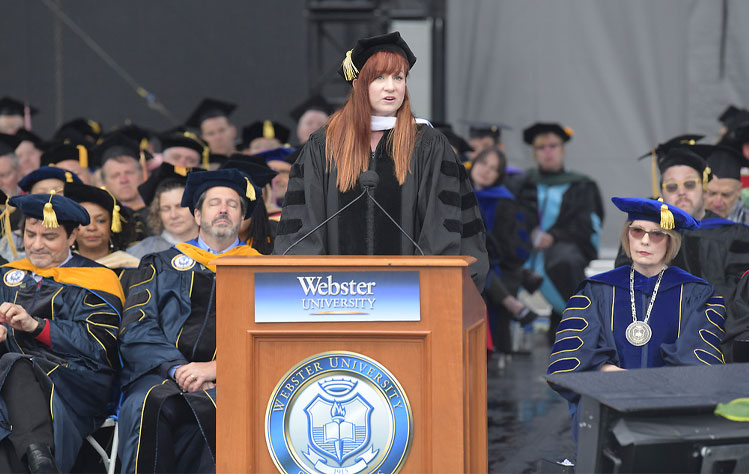 Katy Sullivan delivers Webster's 2019 Commencement Address