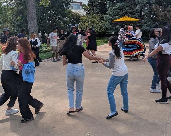 Students dancing at LAHSO's Mexican Independence Day event