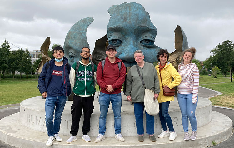 Professor Christeson and students in Leiden