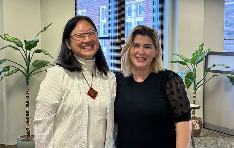Maruyama pictured with Blernia Polovina, director of international admissions and business development at Webster University.