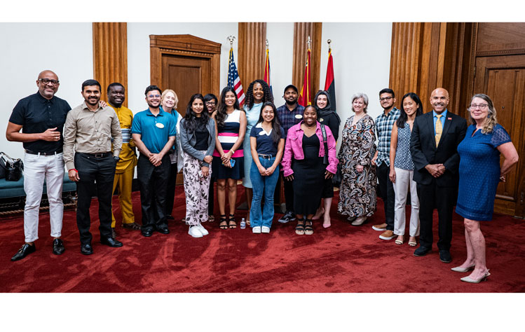 Webster international students and staff with Mayor Jones