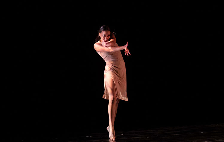 Photo of a Webster University BFA dancer performing.