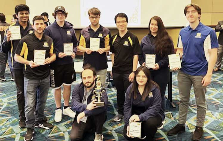 The members of Webster's two chess teams that competed in the Pan Am Tournament