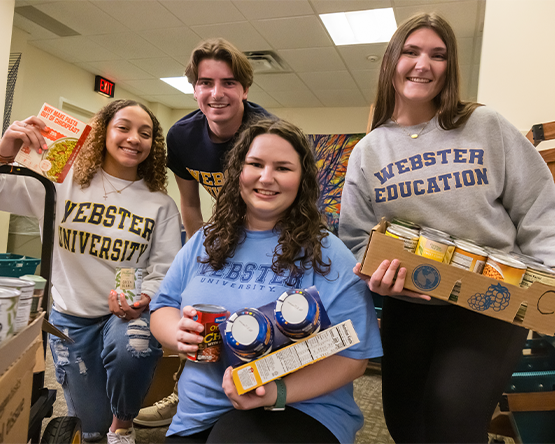 Student Education Association organizing canned goods